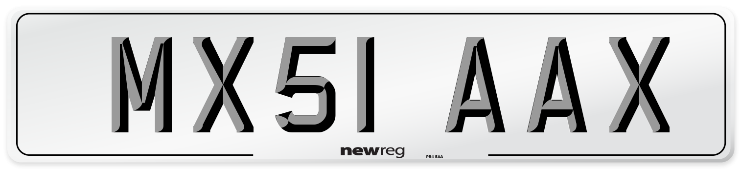 MX51 AAX Number Plate from New Reg